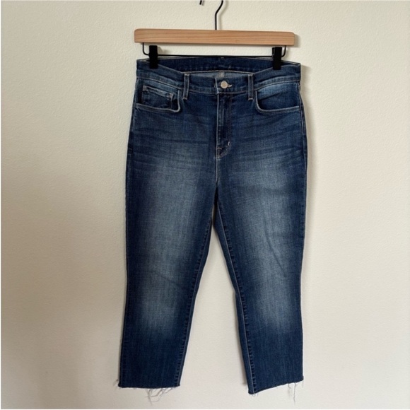 L'AGENCE Denim - LAgence Designer Cropped Jeans Raw Hem High Rise High Waisted Denim Blue Size 28